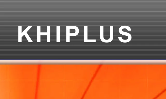 Logo Khiplus de 2007 : le nom KHIPLUS en capitales blanches sur un bandeau gris et orange.
